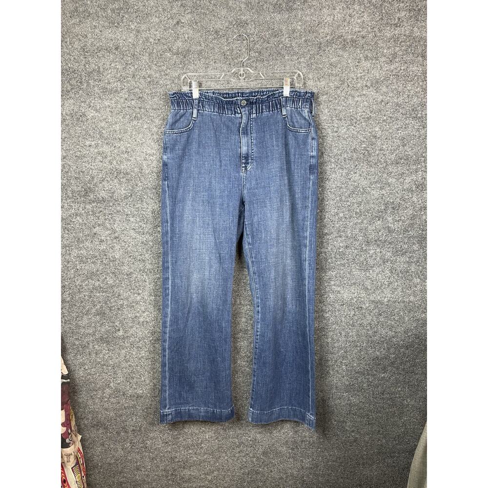 J. Crew Ankle Jeans Size 31T Strech Denim Hi-Rise Wide Leg Elastic Waist 32X27.5